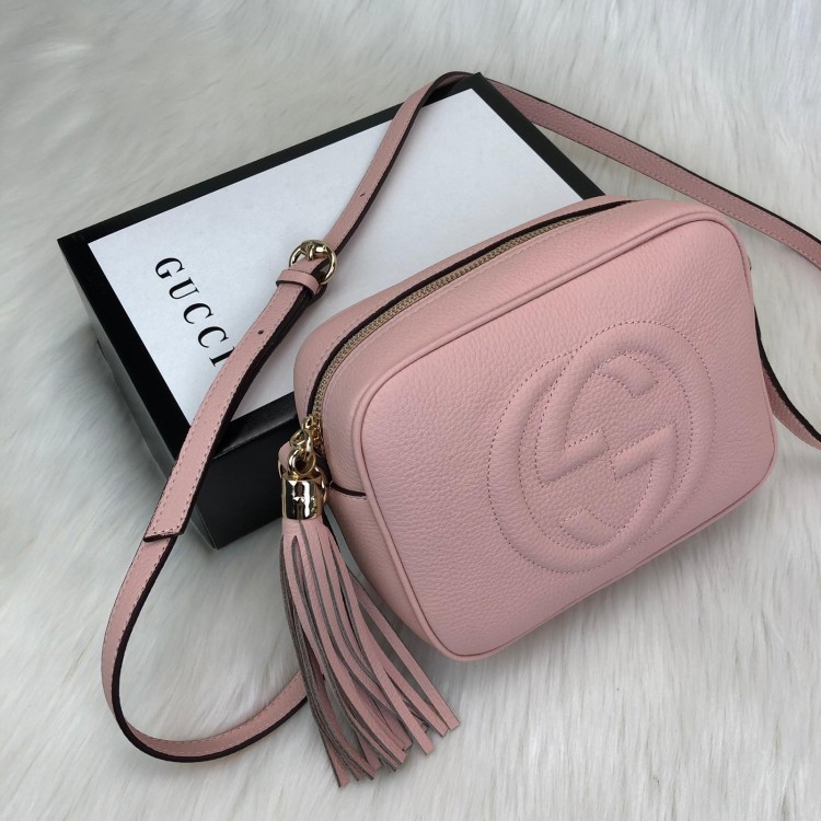 GUCCİ SOHO DİSCO BAG HAKİKİ DERİ PUDRA